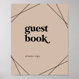 Moderne Geometrie | Orange Guest Book Sign Poster