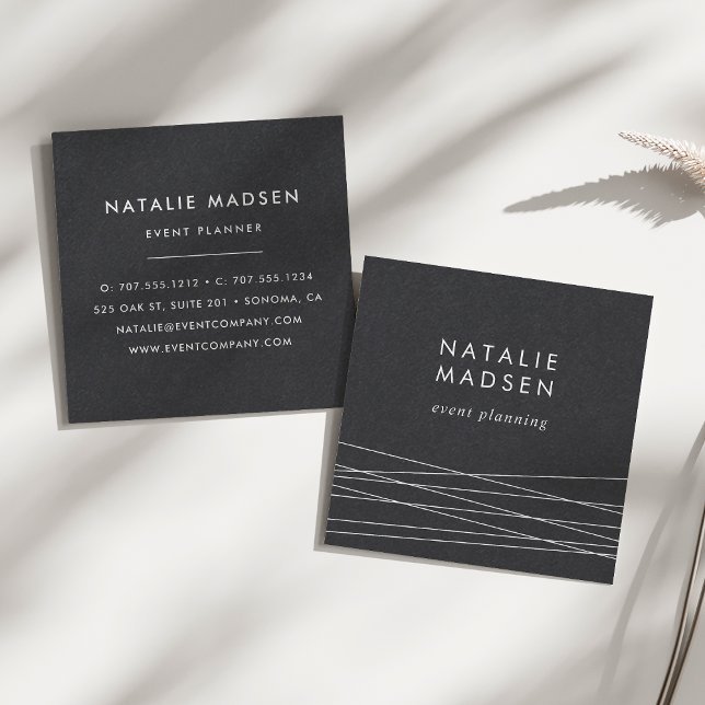 Moderne Geometrie | Schwarz Quadratische Visitenkarte (Von Creator hochgeladen)