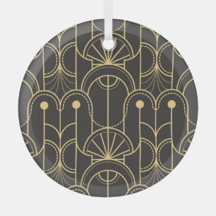 Moderne Geometrie: Vintage Goldlinien Ornament Aus Glas