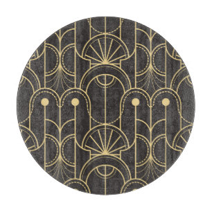 Moderne Geometrie: Vintage Goldlinien Schneidebrett