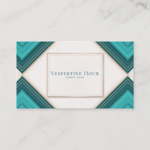 Moderne Geometrie Zickzack Aquamarin und Gold Visitenkarte
