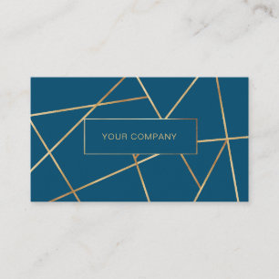 Moderne Geometrik Gold Blau Visitenkarte