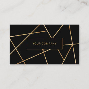 Moderne Geometrik Gold Schwarz Visitenkarte