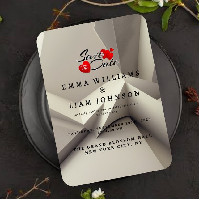 Moderne géométrique Enregistrer la carte de date - (Créateur téléchargé)