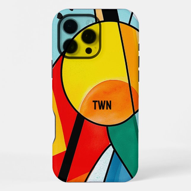 Moderne geometrische Abstrakt-Bright-Farben iPhone 16 Pro Max Hülle (Rückseite)