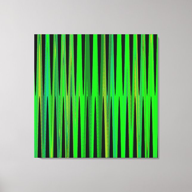 Moderne geometrische Abstrakt-Limettengrün-Welle Leinwanddruck (Vorderseite)