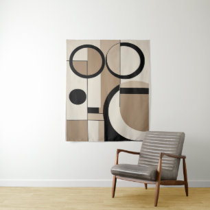 Moderne geometrische Abstrakt-Overlap Art Wandteppich