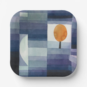 Moderne geometrische abstrakte blaue Orange Klee Pappteller