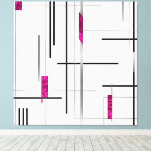 Moderne geometrische / abstrakte Kunst in Schwarz, Leinwanddruck