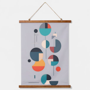 Moderne geometrische Abstrakte Kunst - Minimalisti Wandteppich Mit Holzrahmen