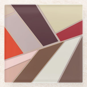 Moderne geometrische Abstrakte Mosaik, Braun und O Glasuntersetzer