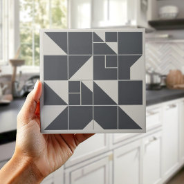 Moderne geometrische abstrakte Pat#1 Schwarz ID119 Fliese