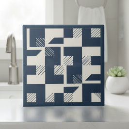 Moderne geometrische abstrakte Pat#3 Navy ID1192 Fliese