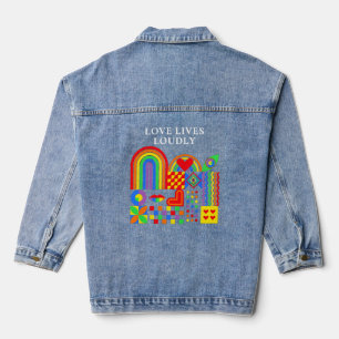 Moderne geometrische abstrakte Pride-Monat-Regenbo Jeansjacke