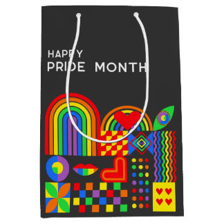 Moderne geometrische abstrakte Pride-Monat-Regenbo Mittlere Geschenktüte