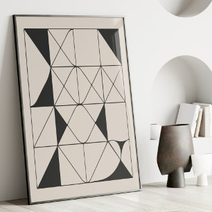 Moderne geometrische Abstrakte Schwarz-Weiß-Kunst Poster