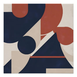 Moderne geometrische Abstraktion - Marine, Rust & Poster