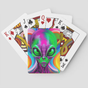 Moderne geometrische Alien Spielkarten