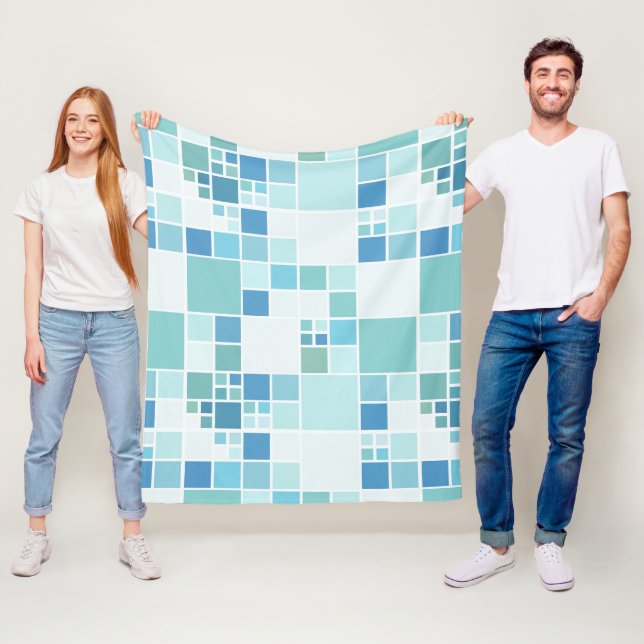 Moderne geometrische Aquamarin türkisfarbene Flies Fleecedecke (Beispiel)