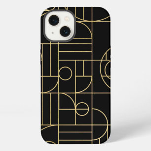 Moderne geometrische Art Deco Faux Gold/Schwarz iPhone Hülle