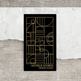 Moderne geometrische Art-Deco-Imitate Gold/Schwarz Visitenkarte