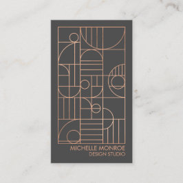 Moderne geometrische Art Deco Imitate Rose Gold/Gr Visitenkarte