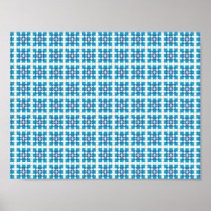 Moderne geometrische blaue SEA Quadrate Muster Poster