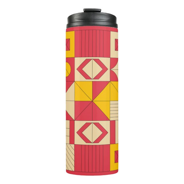 Moderne geometrische Blockmuster-Design Thermosbecher (Vorderseite)