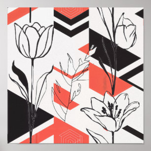 Moderne geometrische Blumengegenüberstellung Poster