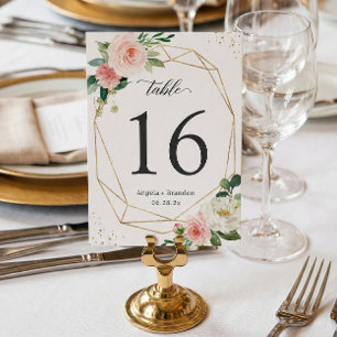 Moderne geometrische Blush-Floral Hochzeitsstimmun RSVP Karte