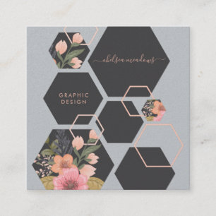 Moderne geometrische Blüten Honigwaben-Quadrat Quadratische Visitenkarte