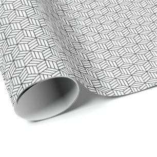 Moderne geometrische Boxlinien Quadratisch Schwarz Geschenkpapier