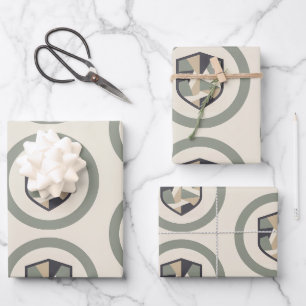 Moderne geometrische Camo-Militär-Party Geschenkpapier Set