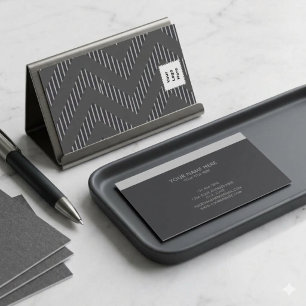 Moderne geometrische Charcoal-Grau-Chevron-Muster  Visitenkarte