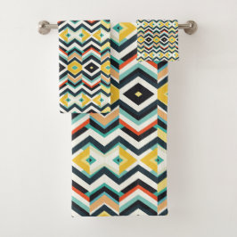 moderne geometrische Chevron-Muster Badhandtuch Set