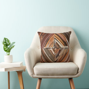 Moderne geometrische Diamant-Holzstruktur Kissen