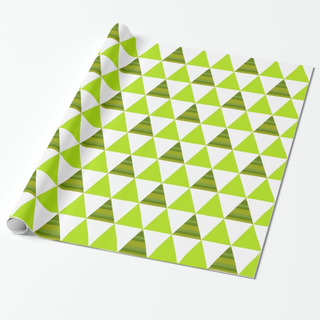 Moderne geometrische Dreiecke grün u. weißes Geschenkpapier (Ungerollt)