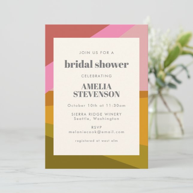 Moderne geometrische Erthyshusdusche Bridal Brunch Einladung (Stehend Vorderseite)