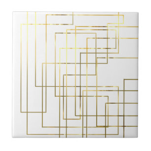 Moderne geometrische falsche Goldlinien Fliese