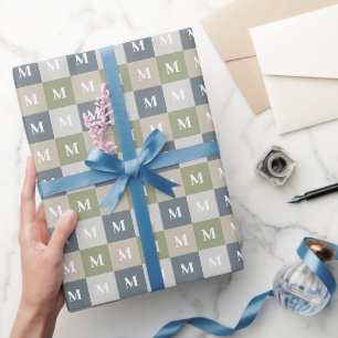 Moderne geometrische Farbblock-Monogramm Geschenkpapier