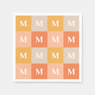 Moderne geometrische Farbblock-Monogramme Serviette