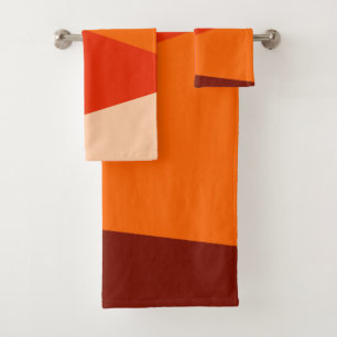 Moderne geometrische Farbblöcke warmes Rotes Oran Badhandtuch Set
