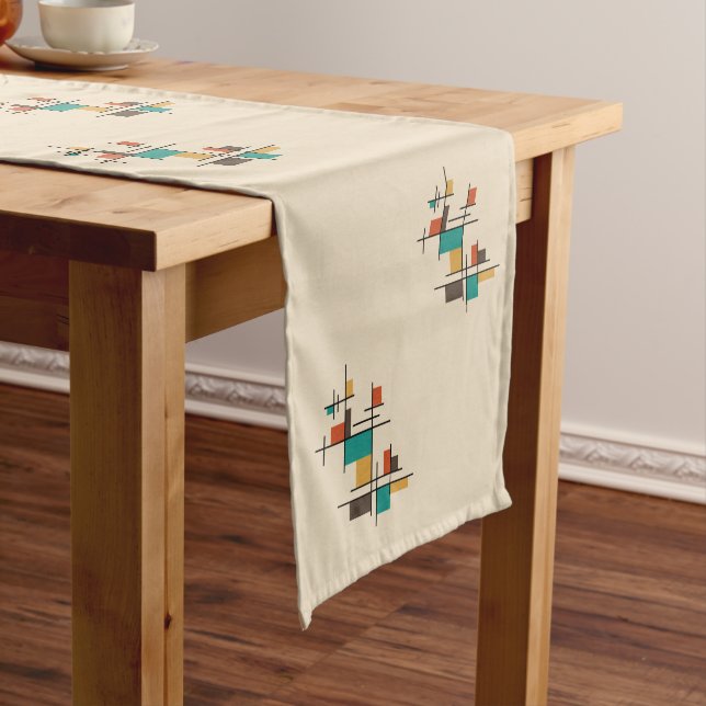 Moderne geometrische Farbe des Mitteljahrhunderts Kurzer Tischläufer (Beispiel)