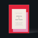 Moderne geometrische, fett rosa rote Hochzeit Save The Date<br><div class="desc">Modern Geometric Bold Pink Red Stilvoll Save the Date</div>