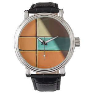 Moderne geometrische Fliesenmuster-Design Armbanduhr