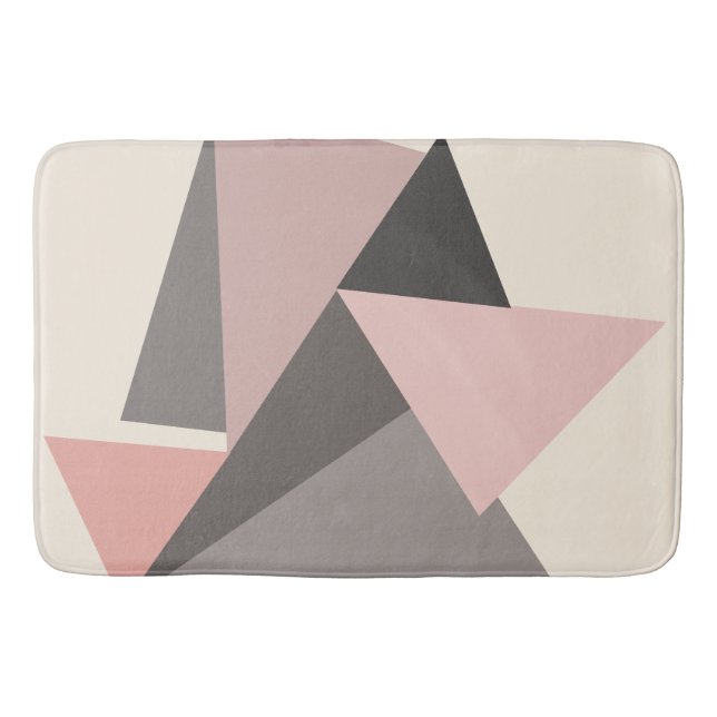 Moderne geometrische Formen aus rosa und grauem Mi Badematte (Vorderseite)
