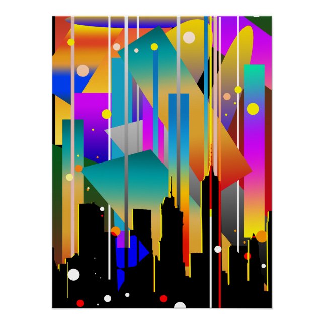 Moderne geometrische Formen in New York Abstrakt Poster (Vorderseite)