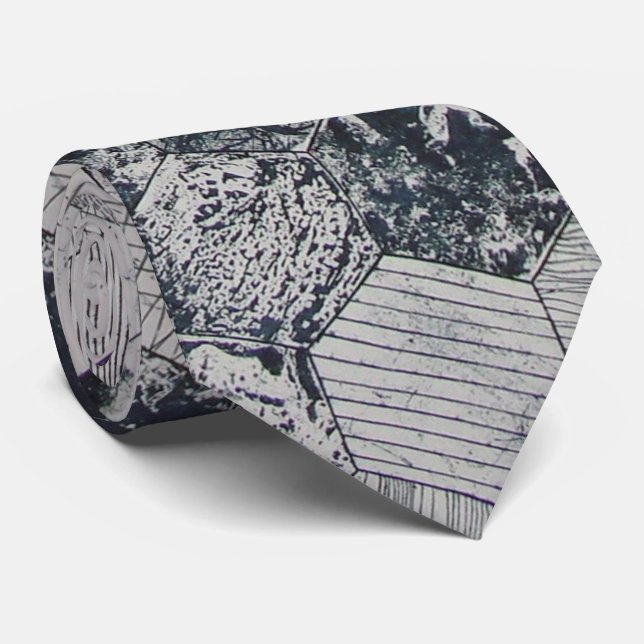 Moderne geometrische Formen in Schwarz und Grau Krawatte (Gerollt)