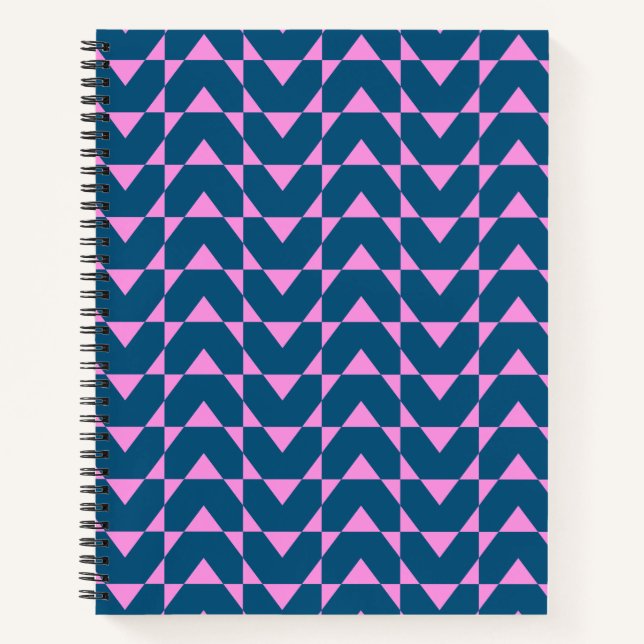 Moderne geometrische Formen Muster in Blau und Ros Notizbuch (Vorderseite)