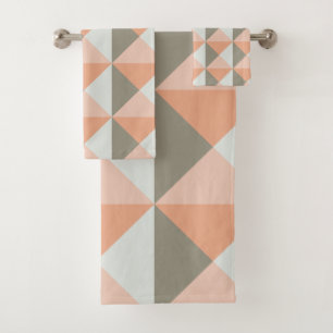 Moderne geometrische Formen Muster Korallenpfirsic Badhandtuch Set